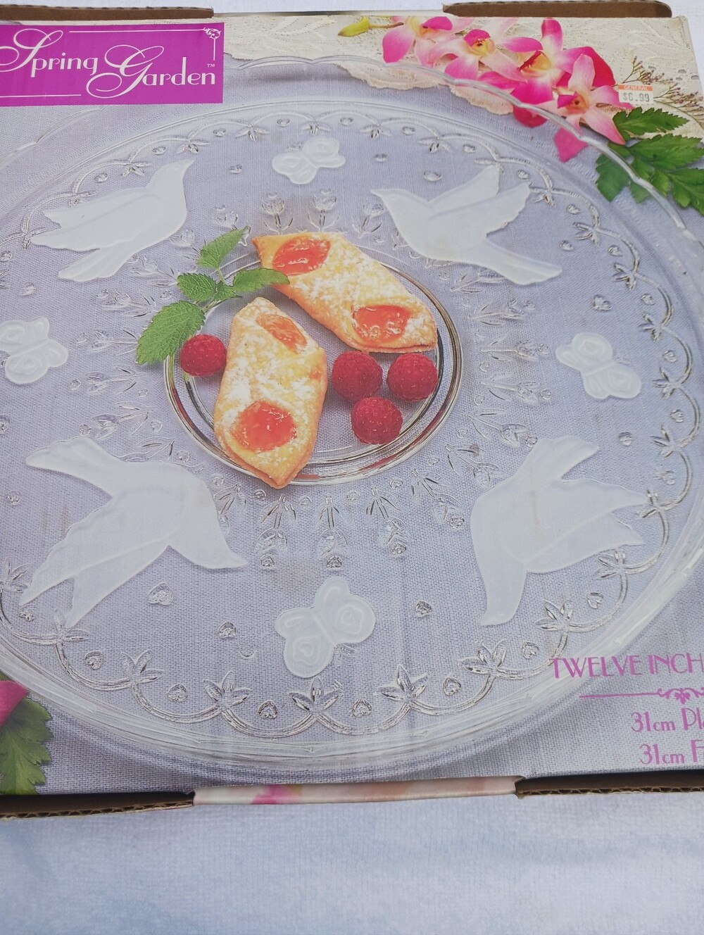 Indiana Glass 12 " Divided Platter, Spring Garden Motif, NWOT